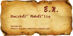 Baczkó Mahália névjegykártya